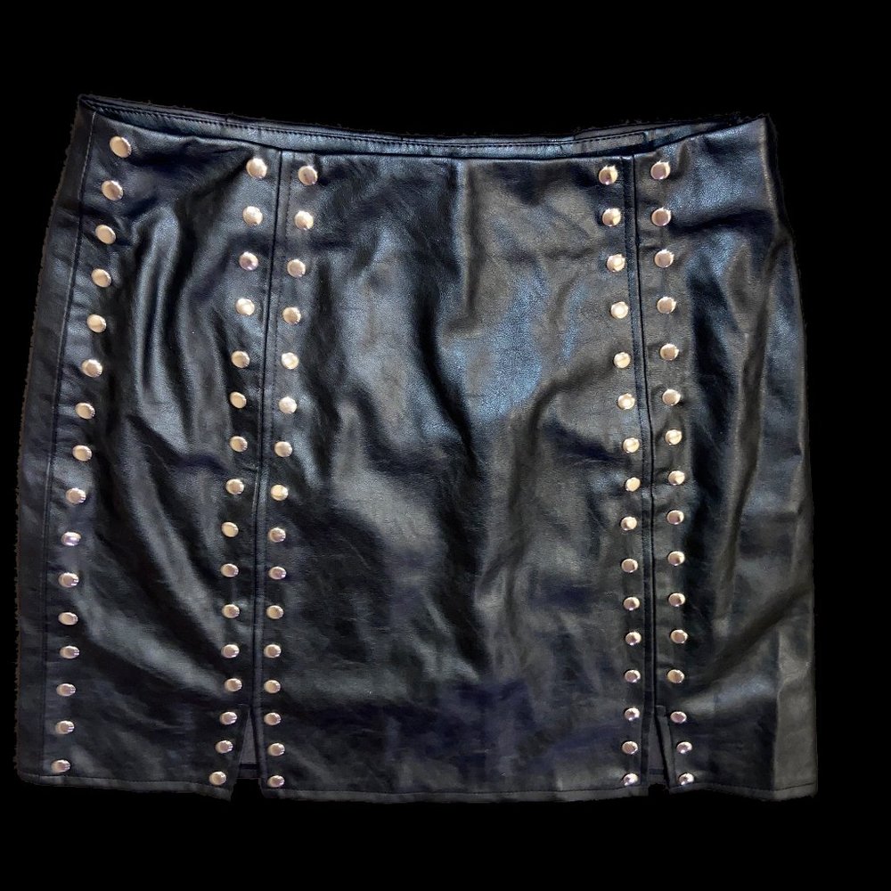 Faux Leather Studded Mini Skirt